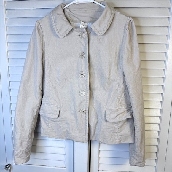 J.Crew Womens Light Beige Corduroy Jacket Size 8 Button-Front classic minimalist - Picture 1 of 7